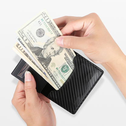 Men's Slim Wallet, RFID Metal Aluminum Shell Men's Automatic Card Ejection Wallet Card Holder