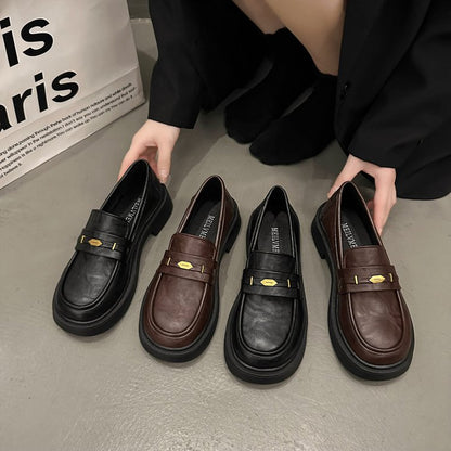 All-match Metal Commuter Soft Bottom Soft Surface Small Leather Shoes