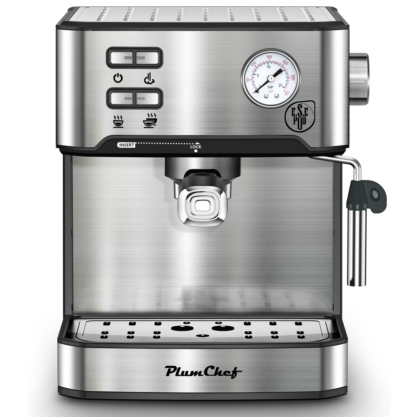 20 Bar Professional Espresso Machine With Milk Frother, Single Double Shot, ESE Pod Compatible, Visual Display Of Pressure, Removable Water Tank For Cappuccino, Latte, Machiato For Home Barista