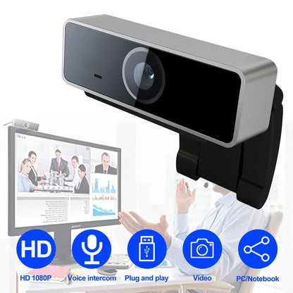 FHD 1080P Webcam USB PC Computer Webcam Auto Focus With Microphone 60-Degree Widescreen Desktop Laptop Webcam Live Streaming Webcam