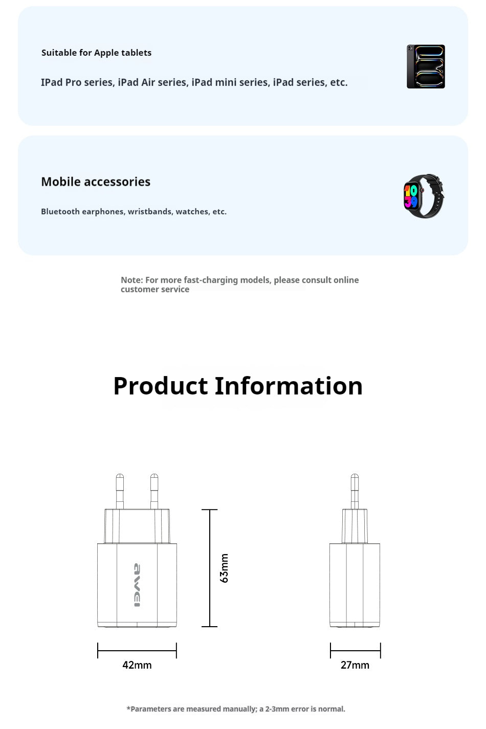 AWEI 22.5W 20W Fast Charger EU