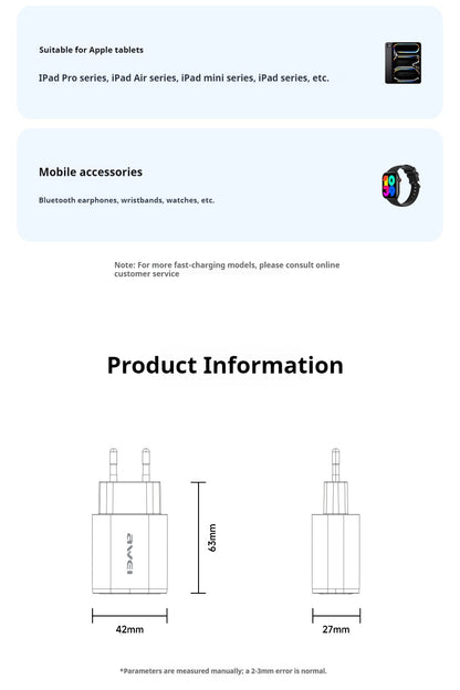 AWEI 22.5W 20W Fast Charger EU