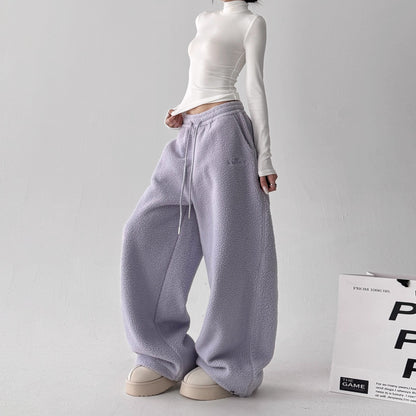 Womens Casual Loose-fitting Warm Extended-length Pants