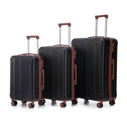 20   24  28  3 Pcs Set In ABS Spinner Wheel Luggage, Carry On Suitcase, Matching Color, TSA Combination Lock