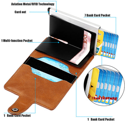 Brown Wallet, Men's Blocking Card Holder  Wallet With Hasp Closure,Credit Gifts For Men