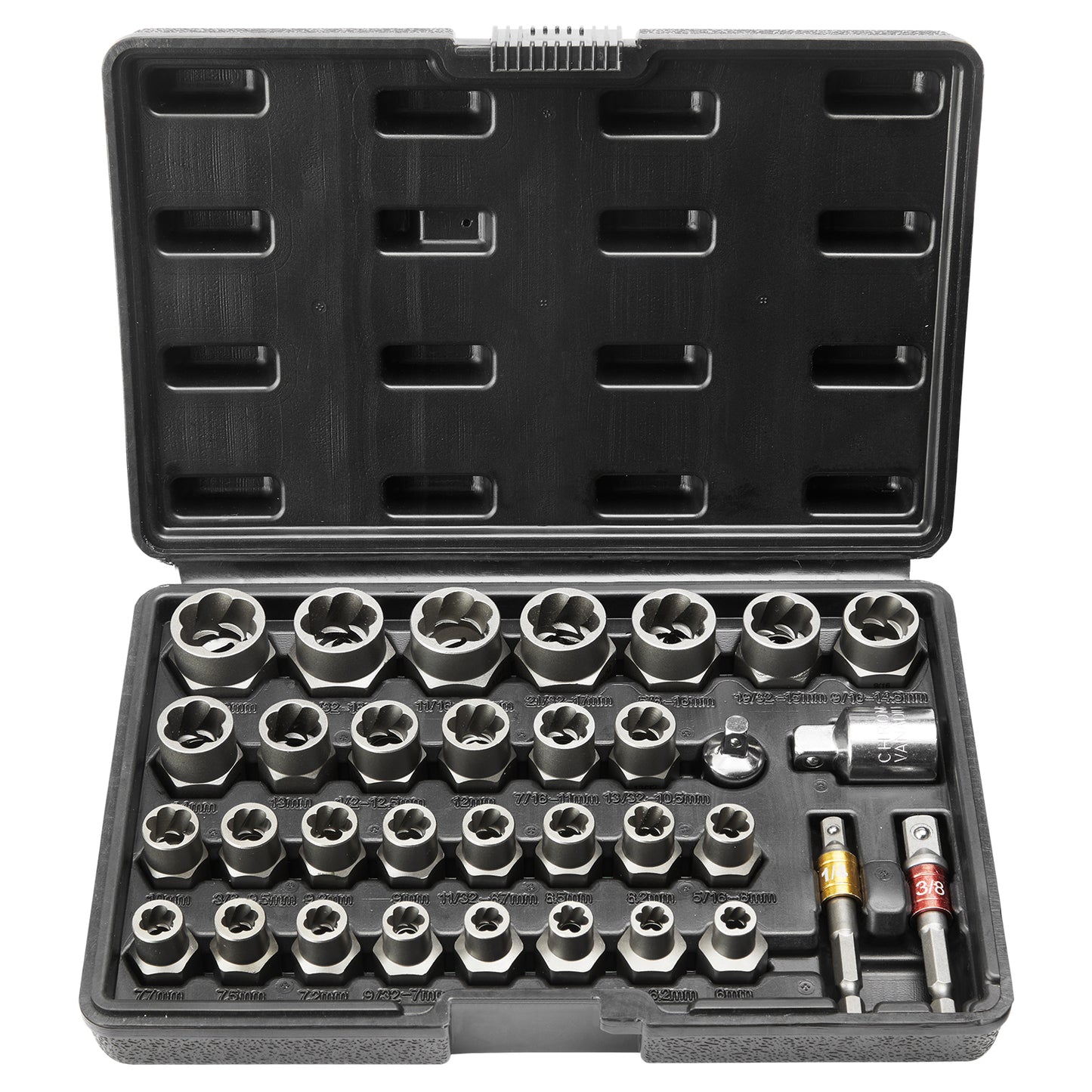 VEVOR Bolt Extractor Set, 29-Piece Bolt And Nut Remover Set, 6mm To 10mm, , CR-MO Steel Extraction Socket Set With Storage Case, For Removing Damaged Rusted Bolts, Nuts And Screws