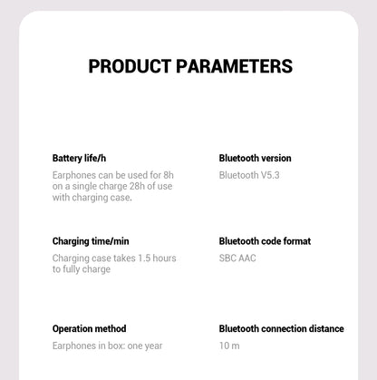 OWS Open-ear Headphones, 5.3 Wireless Earbuds, High-fidelity Stereo Wireless Headphones, 8-hour Playtime Sports Earbuds, With LED Digital Battery Display Charging Case, Perfect For Work, Workouts