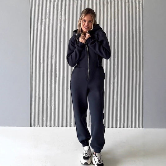 Womens Sporty Casual Hooded Jumpsuit