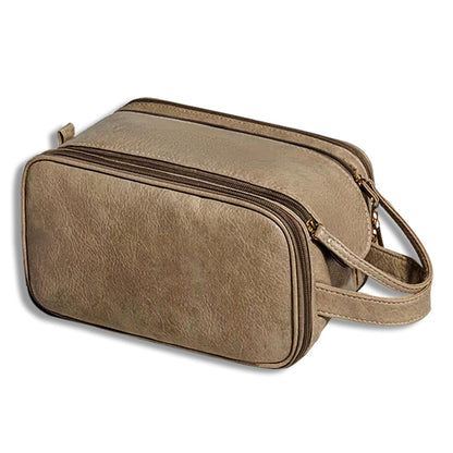 Travel Toiletry Bag For Women Men, Large Travel Toiletry Organizer Makeup Bag, Hanging Cosmetic Bag Kit Leather Skin Care Waterproof Shaving Bag