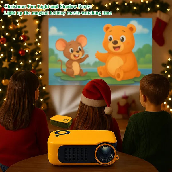 Mini Projector, Multi-Port Design, 4-Way Projection, Manual Focus, 1080P Support, Home Office Outdoor Projector