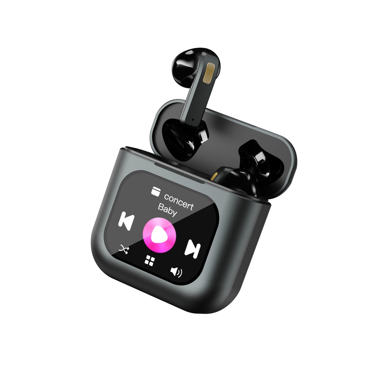 TWS Screen Display Wireless Active ANC Noise-canceling Earbuds, Smart Touch Screen Wireless Earbuds, Noise-canceling Wireless Earphones, Long Battery Life, Built-in SD Card With MP3 Playback