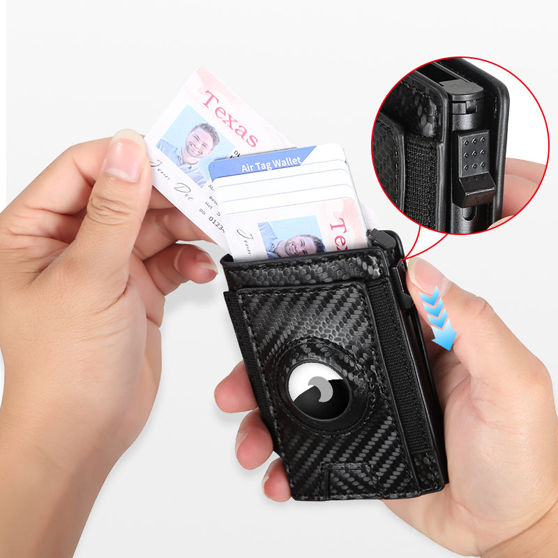 Men's Slim Wallet, RFID Metal Aluminum Shell Men's Automatic Card Ejection Wallet Card Holder