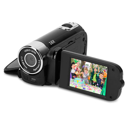 Black-Red Options - 1Pc HD 1080P Digital Video Camcorder 2.7in 16X Zoom DV Camera 270 Degree Rotation Rechargeable Kid Camera With Fill Light Selfie
