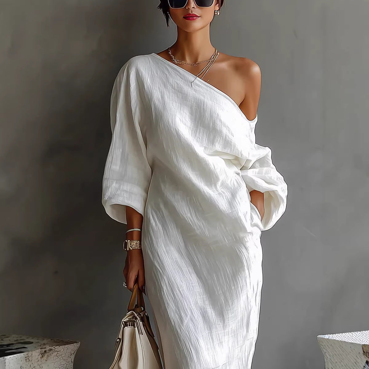 Breathable Asymmetrical One-shoulder Dress