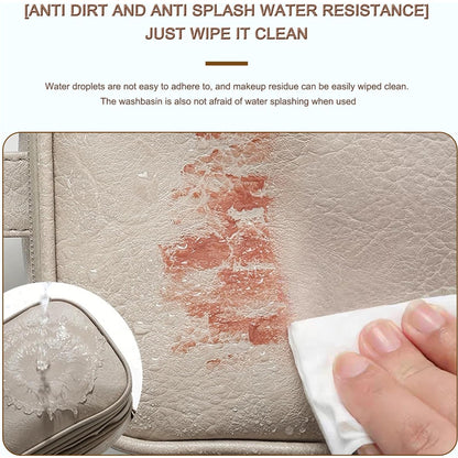 Travel Toiletry Bag For Women Men, Large Travel Toiletry Organizer Makeup Bag, Hanging Cosmetic Bag Kit Leather Skin Care Waterproof Shaving Bag