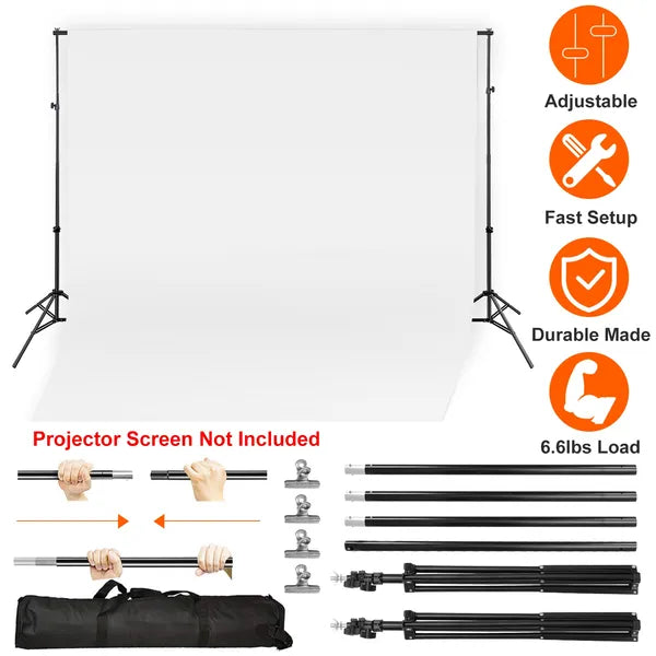 6.5 X 10ft Photo Video Studio Backdrop Background Stand Adjustable Heavy Duty Photography Backdrop Support Stand Set