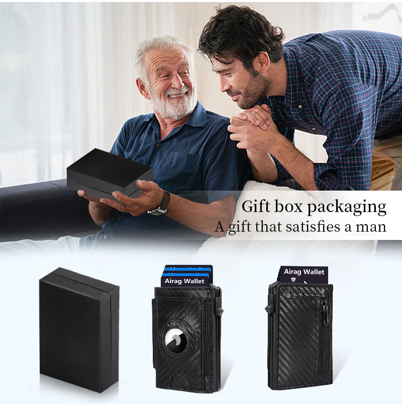 Men's Slim Wallet, RFID Metal Aluminum Shell Men's Automatic Card Ejection Wallet Card Holder