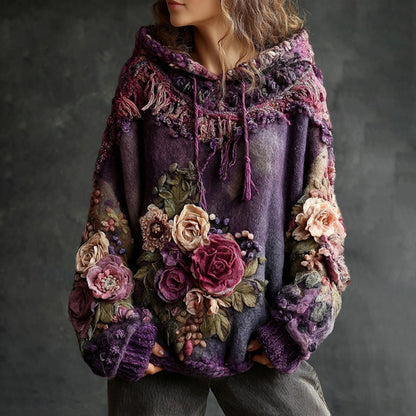 Womens Loose-Fit 3D Digital-Print Hoodie For Winter