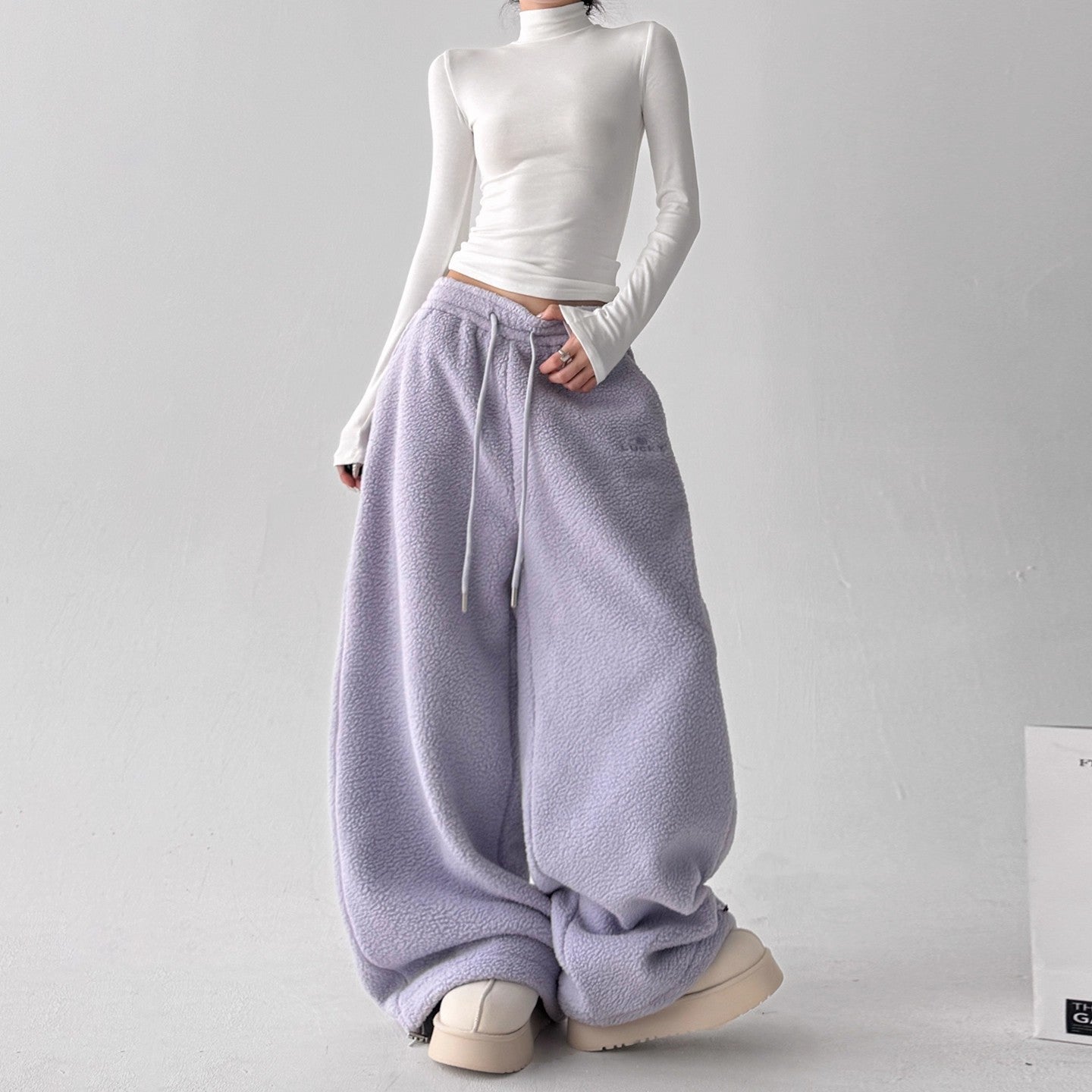 Womens Casual Loose-fitting Warm Extended-length Pants