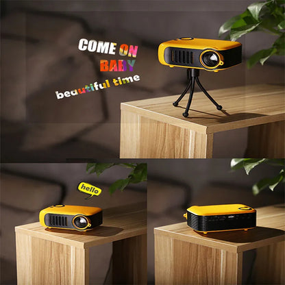 Mini Projector, Multi-Port Design, 4-Way Projection, Manual Focus, 1080P Support, Home Office Outdoor Projector