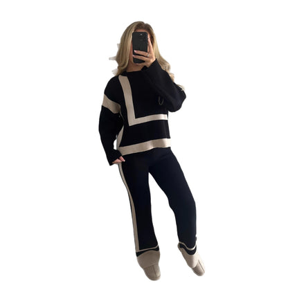 Crew-neck Sweater And Relaxed-fit Casual Pants Set