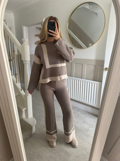 Crew-neck Sweater And Relaxed-fit Casual Pants Set