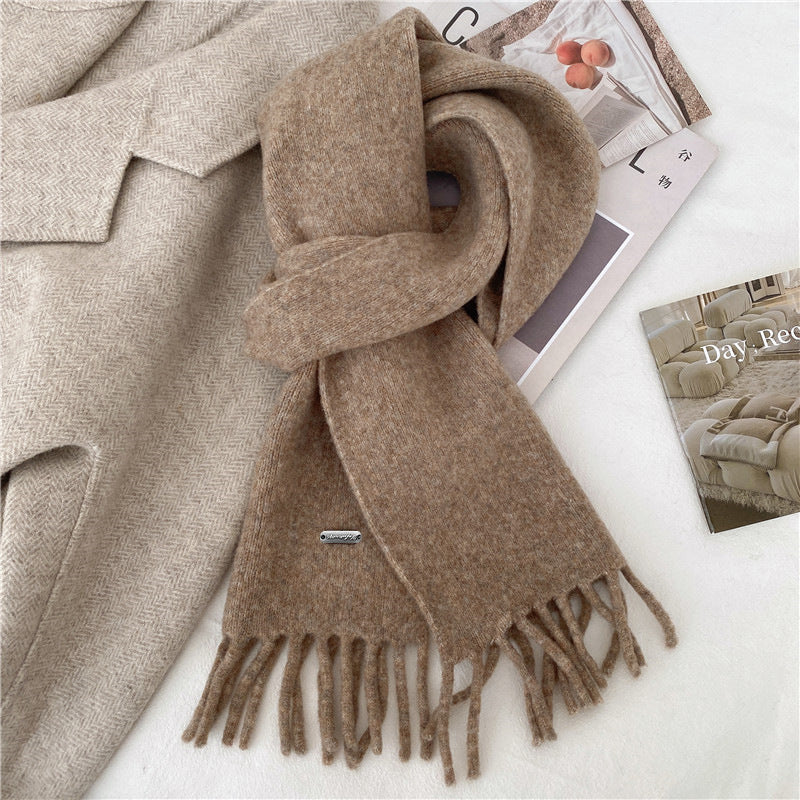 Winter Retro High-End All-Match Solid-Color Scarf