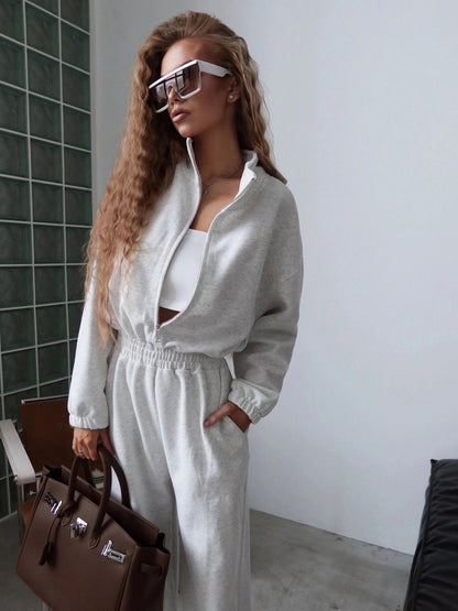 Womens Long-sleeve Zip-front Collared Jumpsuit