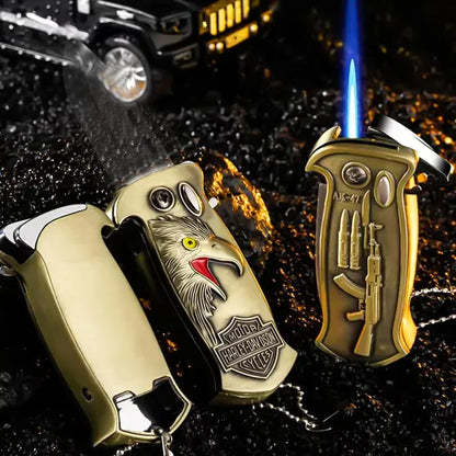 Cool Metal Design Jet Torch Lighter Refillable Butane Novelty Lighter For Gift Fireplace Candle Camping BBQ