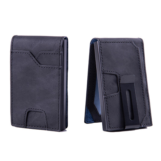 Men's Slim Wallet With Pop Up Card Holder, RFID Blocking, Minimalist Design With Large Card Capacity, Money Clip