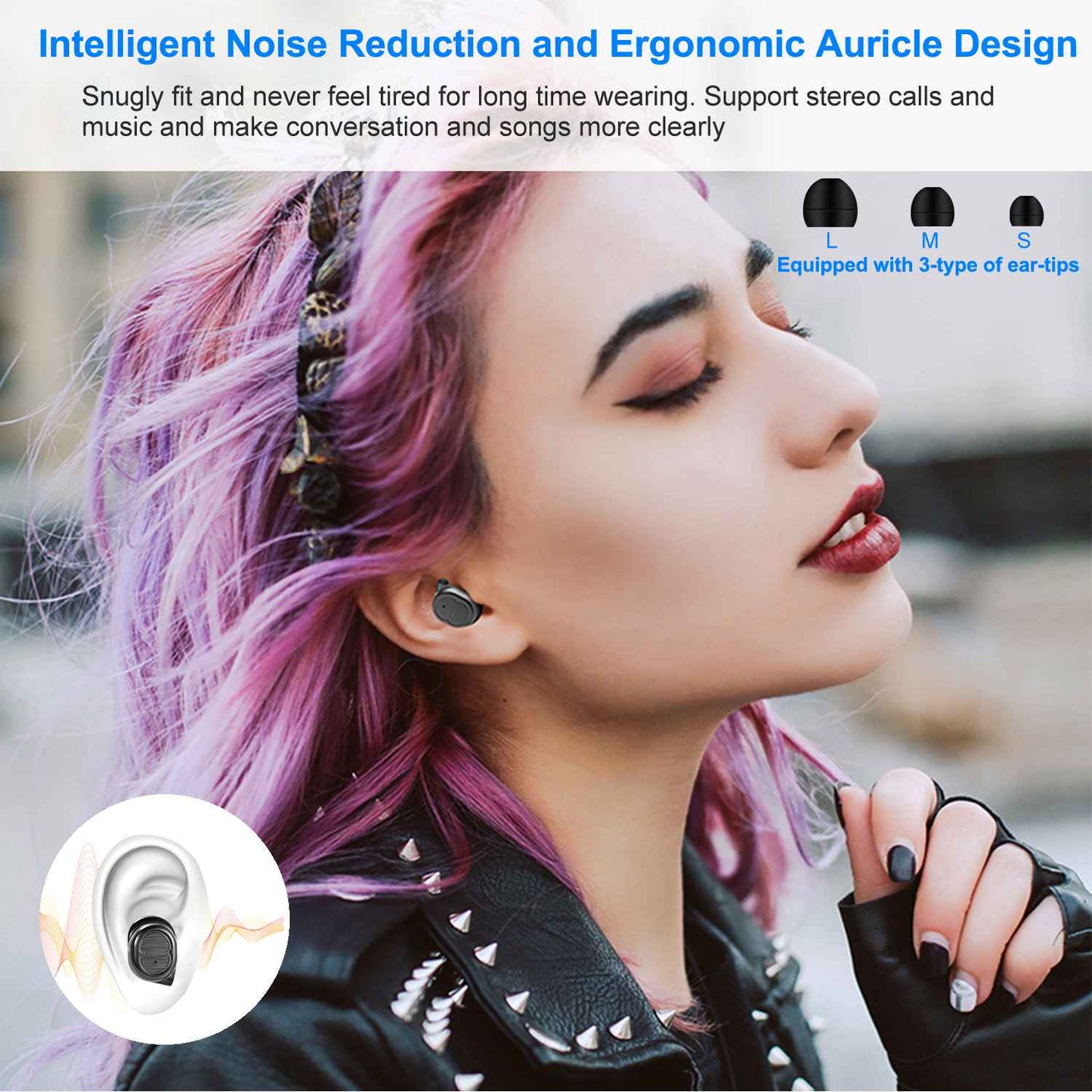 TWS Wireless 5.0 Earbuds IPX4 Touch In-Ear Stereo Earphone Noise Canceling Earpieces 32.8 Ft Transmission Range With Mic 500mAh Magnetic Charging Dock