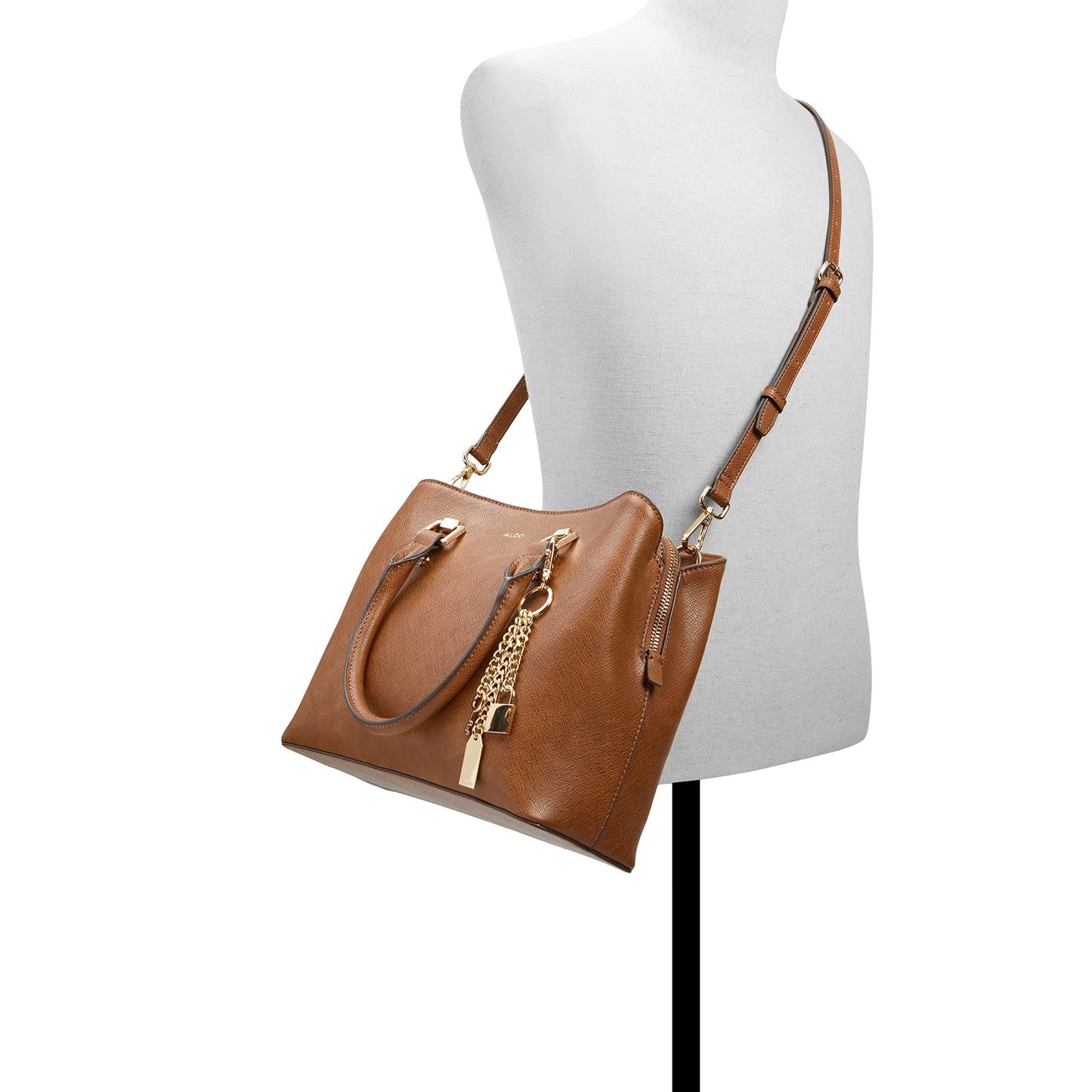 ALDO Legoirii Tote Bag for Women – Medium Top Handle Handbag with Zipper Closure (Medium Brown)