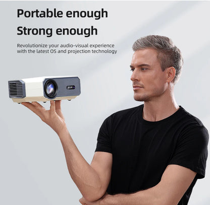 Smart Projector, Native 1080P Supports 4K, HiSilicon 352 Chip, 1 Plus 8GB Memory, Auto Keystone, Dual-band WiFi, BT 5.0, Multiple Projection Methods
