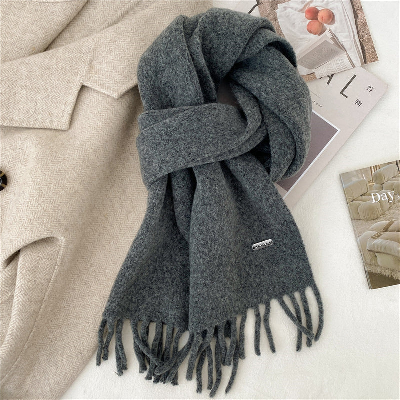 Winter Retro High-End All-Match Solid-Color Scarf