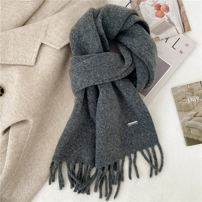 Winter Retro High-End All-Match Solid-Color Scarf