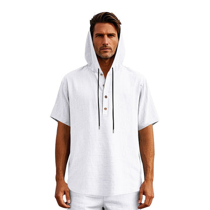 European And American Linen Short-sleeved Men's T-shirt Simple