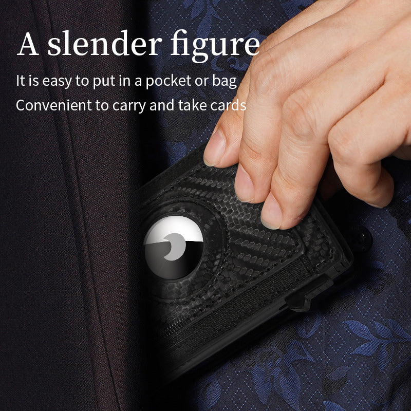 Men's Slim Wallet, RFID Metal Aluminum Shell Men's Automatic Card Ejection Wallet Card Holder