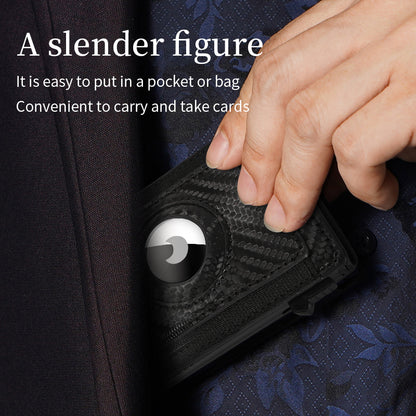 Men's Slim Wallet, RFID Metal Aluminum Shell Men's Automatic Card Ejection Wallet Card Holder