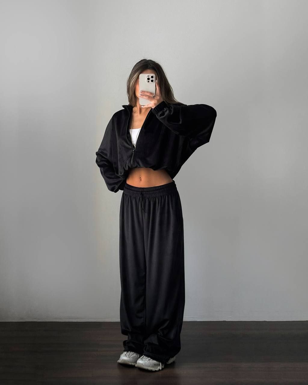 Womens Long-Sleeve Zip-Up Cardigan Jacket And Sweatpants Two-Piece Set