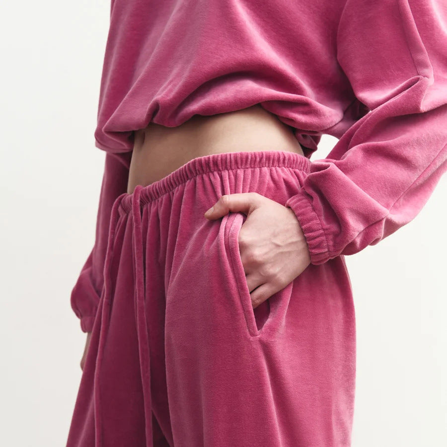 Womens Hooded Long-Sleeve Top And Elastic-Waist Shorts Set