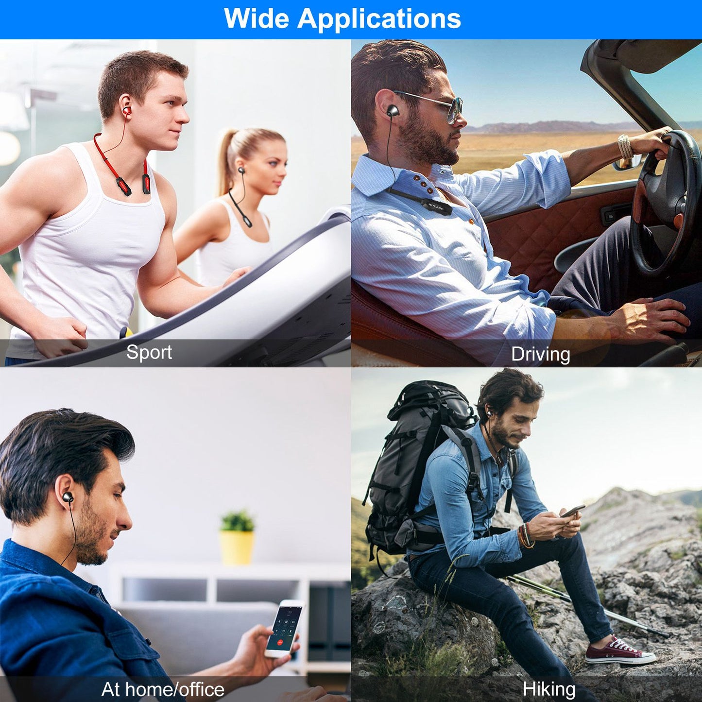 Black-Red Color Options -- 1Pc Wireless Neckband Headphones V4.2 Sweat-proof Sport Headsets Earbuds In-Ear Magnetic Neckbands Stereo Earphone Deep Bass Earphone With Mic 15Hrs Work Running Hiking