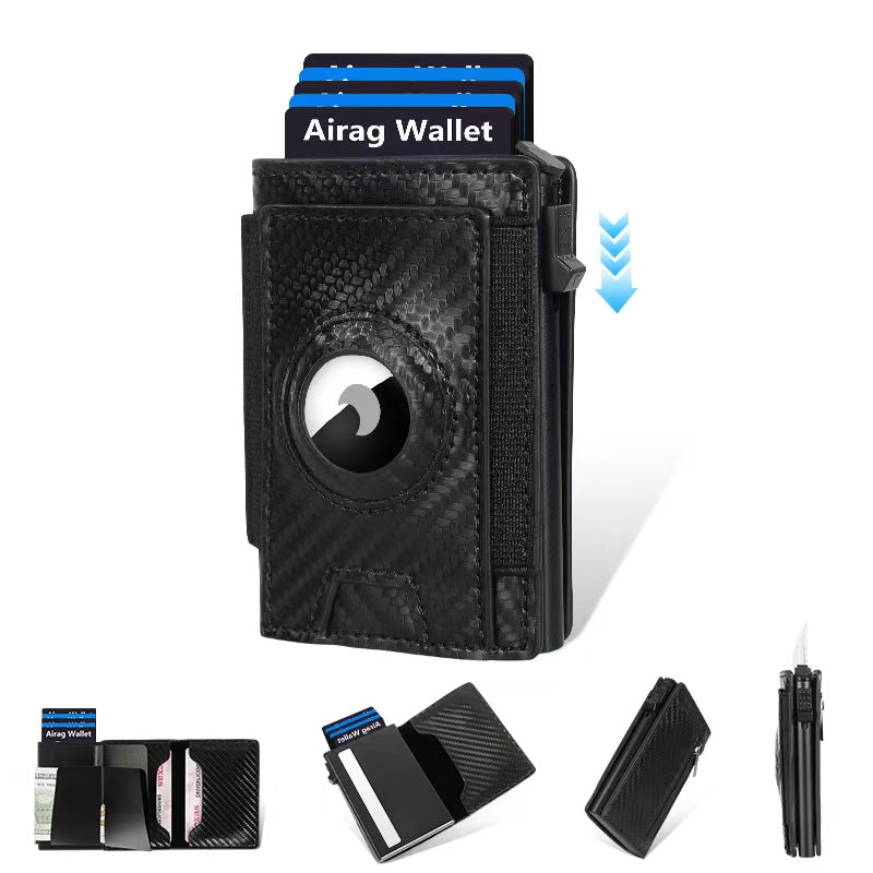 Men's Slim Wallet, RFID Metal Aluminum Shell Men's Automatic Card Ejection Wallet Card Holder