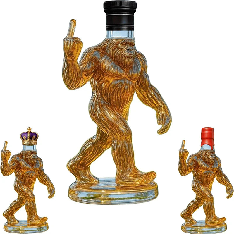 Bigfoot Whiskey Decanter – Funny Sasquatch Engraved Glass Bottle for Rustic Bars & Cabin Decor