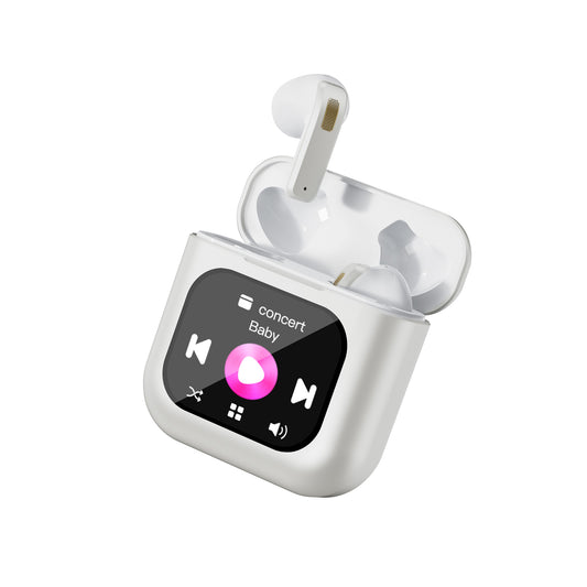 TWS Screen Display Wireless Active ANC Noise-canceling Earbuds, Smart Touch Screen Wireless Earbuds, Noise-canceling Wireless Earphones, Long Battery Life, Built-in SD Card With MP3 Playback