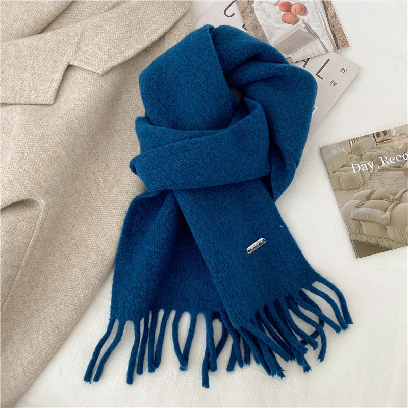 Winter Retro High-End All-Match Solid-Color Scarf
