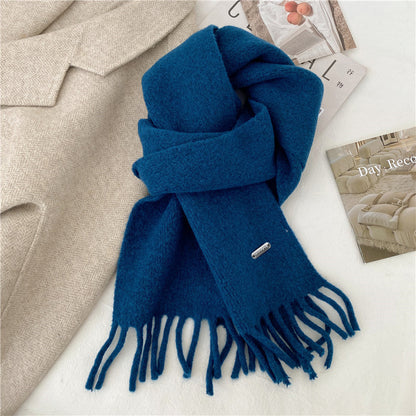 Winter Retro High-End All-Match Solid-Color Scarf