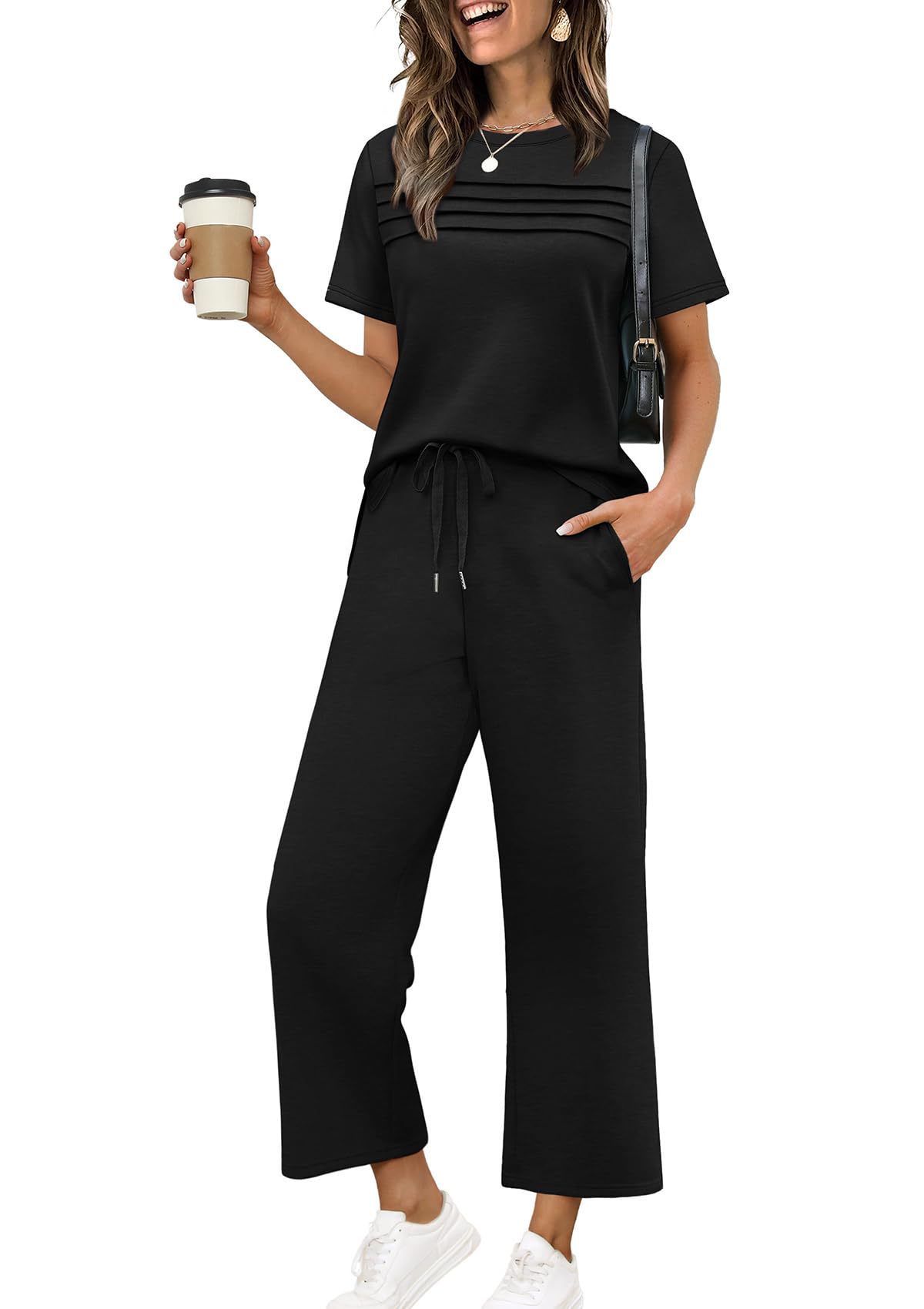 Two-Piece Summer Travel Vacation Outfit Short-Sleeve Casual Set