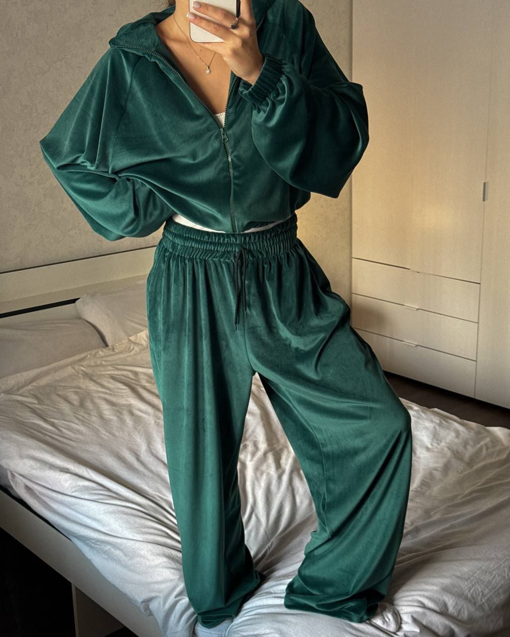 Womens Long-Sleeve Zip-Up Cardigan Jacket And Sweatpants Two-Piece Set