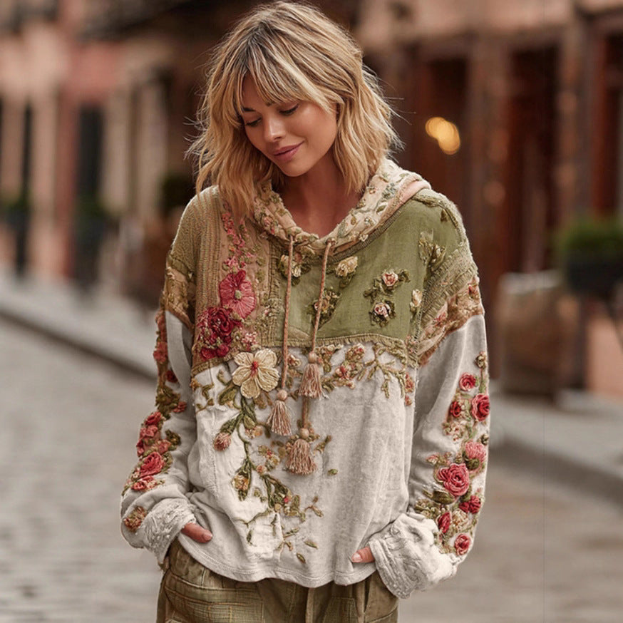 Womens Loose-Fit 3D Digital-Print Hoodie For Winter