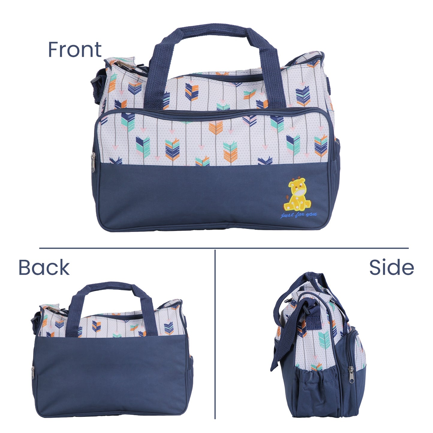 5Pcs Baby Nappy Diaper Bags Set Mummy Diaper Handbags With Diaper Pad Food Bag Bottle Bag Travel Tote Bags For Mom Dad